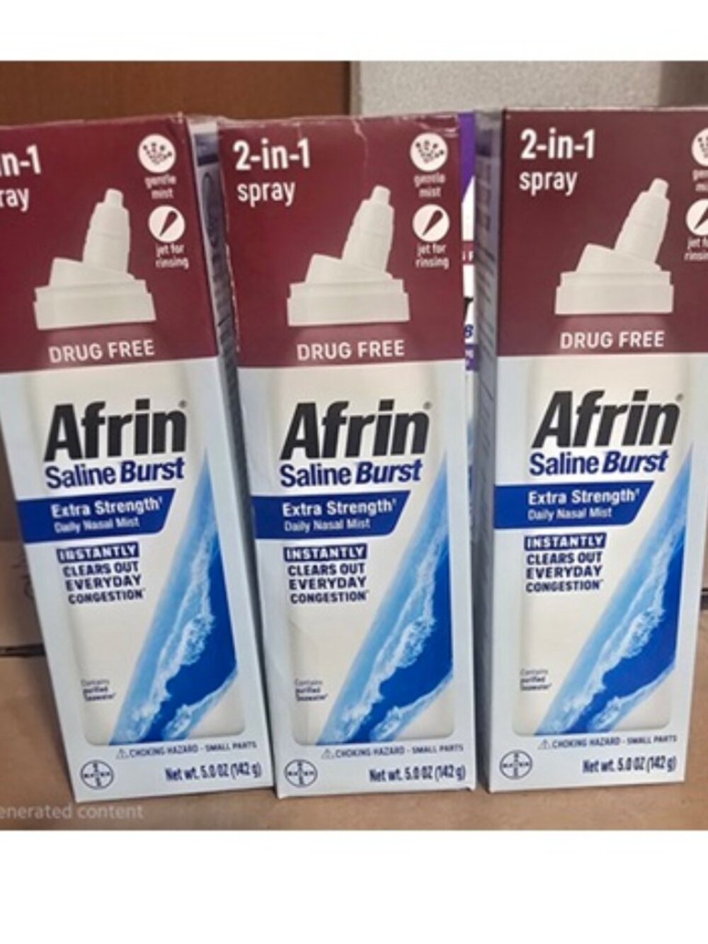 (3) Afrin Saline Burst - Extra Strength Daily Nasal Mist 5 oz